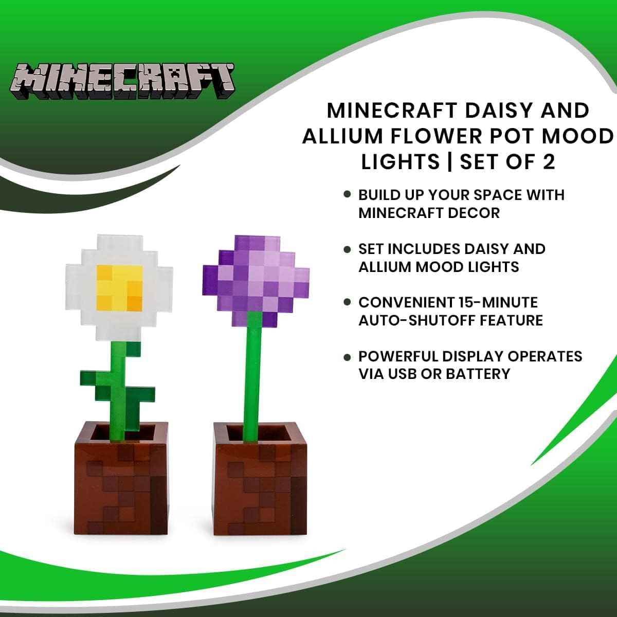 Minecraft Flower Pot Lights – Daisy & Allium LED Mood Lights for Gaming Room Decor - 