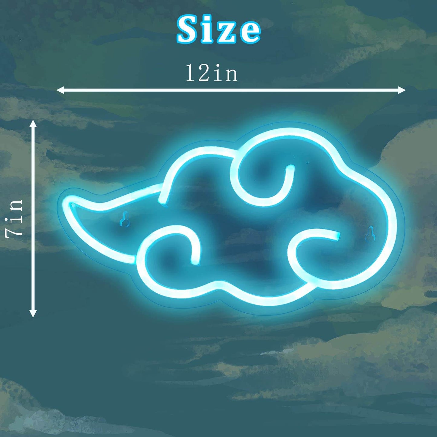 Anime Neon Sign - LED Red Cloud USB Powered Dimmable Wall Light for Gaming Room Decor - Ice Blue