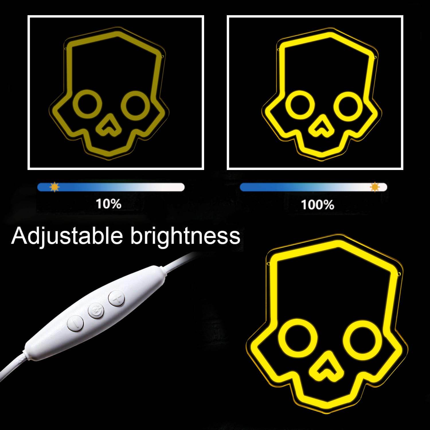 Skull Neon Sign – Yellow LED Neon Lights for Game Room Decor & Man Cave Lighting - Yellow,Hero Diver