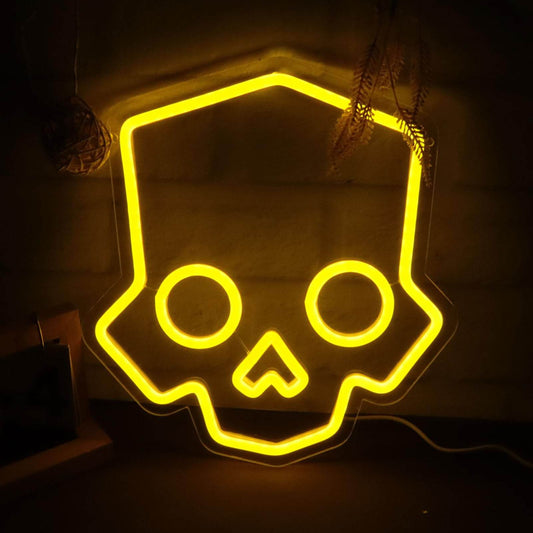 Skull Neon Sign – Yellow LED Neon Lights for Game Room Decor & Man Cave Lighting - Yellow,Hero Diver