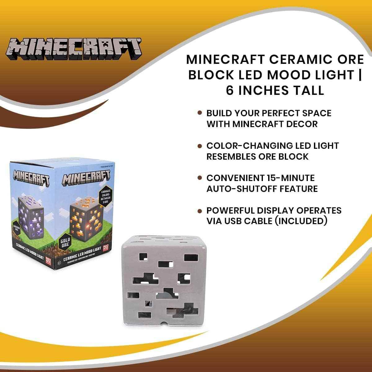 Minecraft Ore Block Lamp – Ceramic Color Changing Light | USB Powered Desk Lamp - 