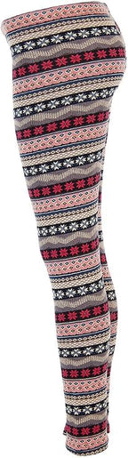 Ugly REINDEER SNOWFLAKES Pattern BLACK WHITE Christmas Leggings