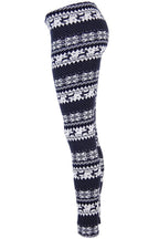 Ugly REINDEER SNOWFLAKES Pattern BLACK WHITE Christmas Leggings