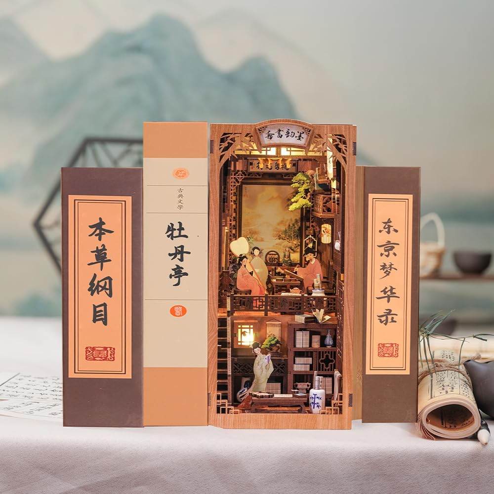 Book Nook Wizardi Miniature - Chinese Bookstore Roombox Kit - 