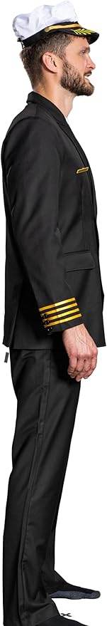Adult Men's Pilots Uniform Halloween Cosplay Costume Deluxe Set - S