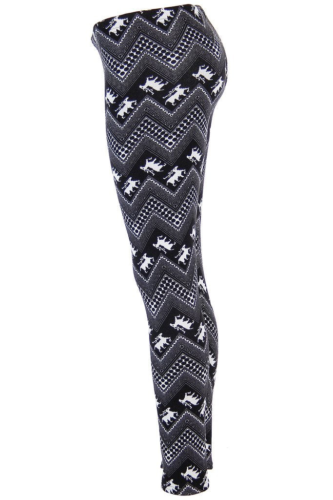 Ugly REINDEER SNOWFLAKES Pattern BLACK WHITE Christmas Leggings