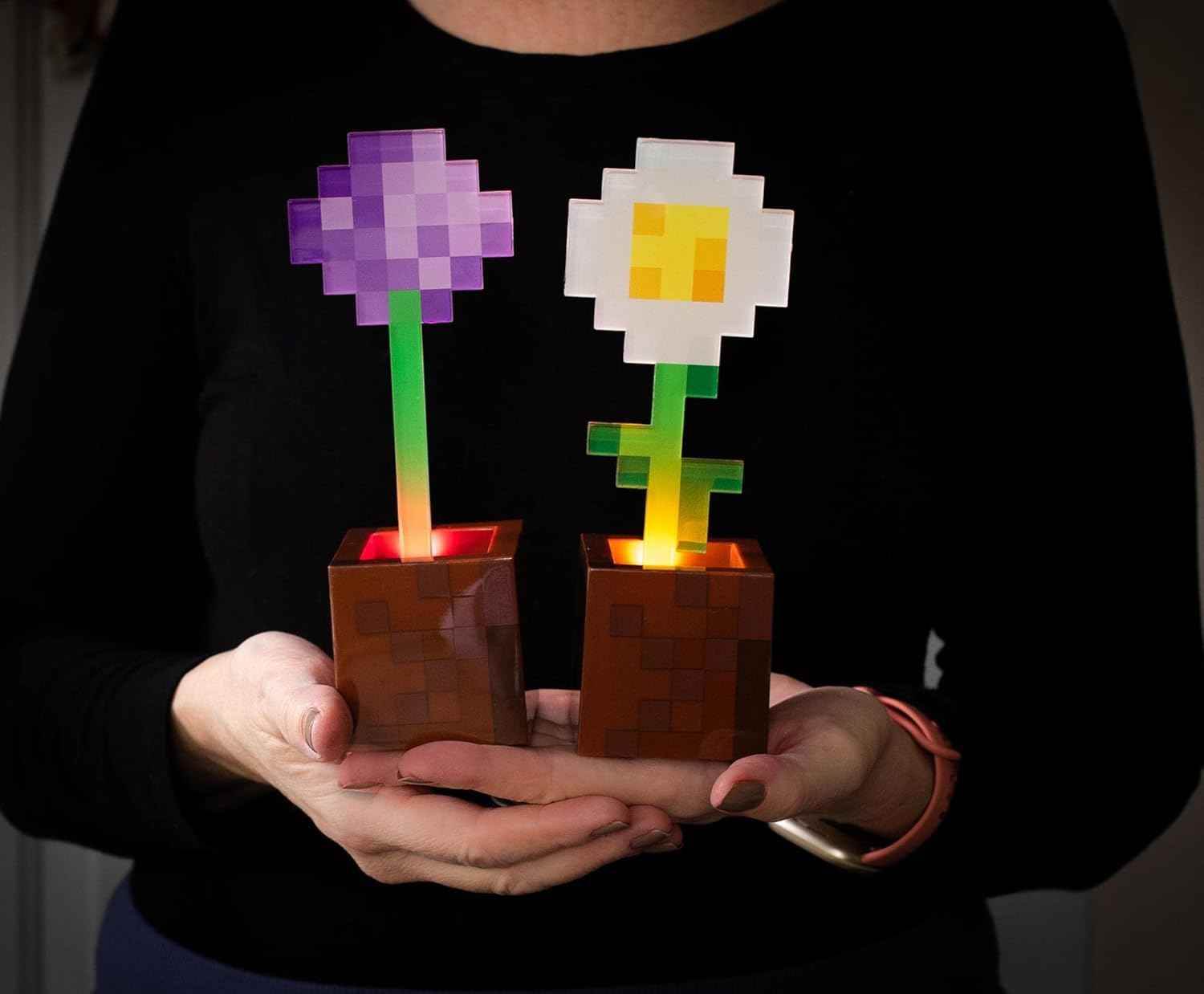 Minecraft Flower Pot Lights – Daisy & Allium LED Mood Lights for Gaming Room Decor - 