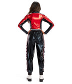 Women's Front Zip Halloween Bodysuit - Shiny Two Piece Astronaut Costume