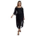 Medieval Costume Dress for Women - Renaissance Gothic Gown with Trumpet Sleeves