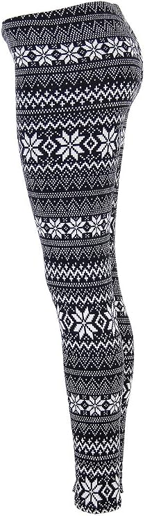 Ugly REINDEER SNOWFLAKES Pattern BLACK WHITE Christmas Leggings