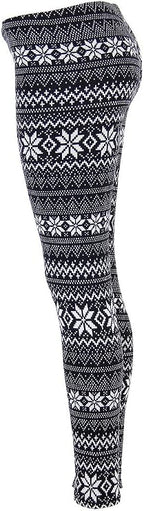 Ugly REINDEER SNOWFLAKES Pattern BLACK WHITE Christmas Leggings
