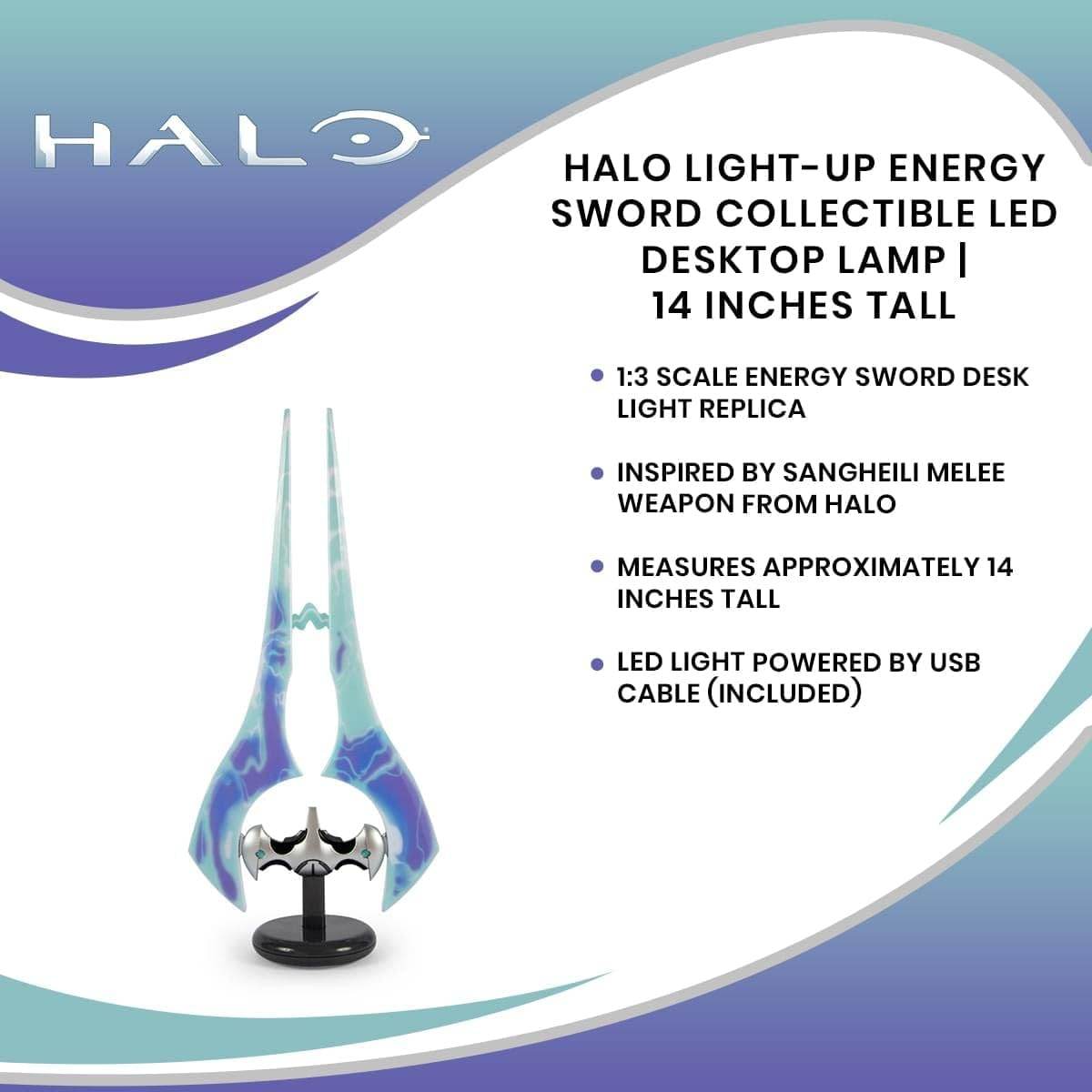 Halo Energy Sword Lamp – LED Mood Light Collectible Desk Lamp with USB Power - 