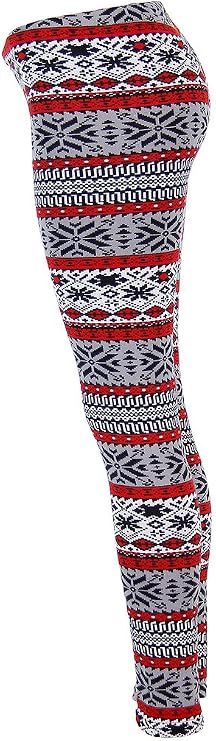 Ugly REINDEER SNOWFLAKES Pattern BLACK WHITE Christmas Leggings
