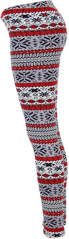 Ugly REINDEER SNOWFLAKES Pattern BLACK WHITE Christmas Leggings