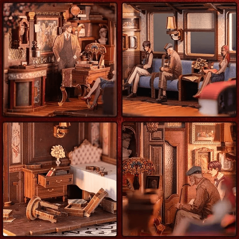Book Nook Wizardi Miniature - Train Mystery Roombox Kit - 