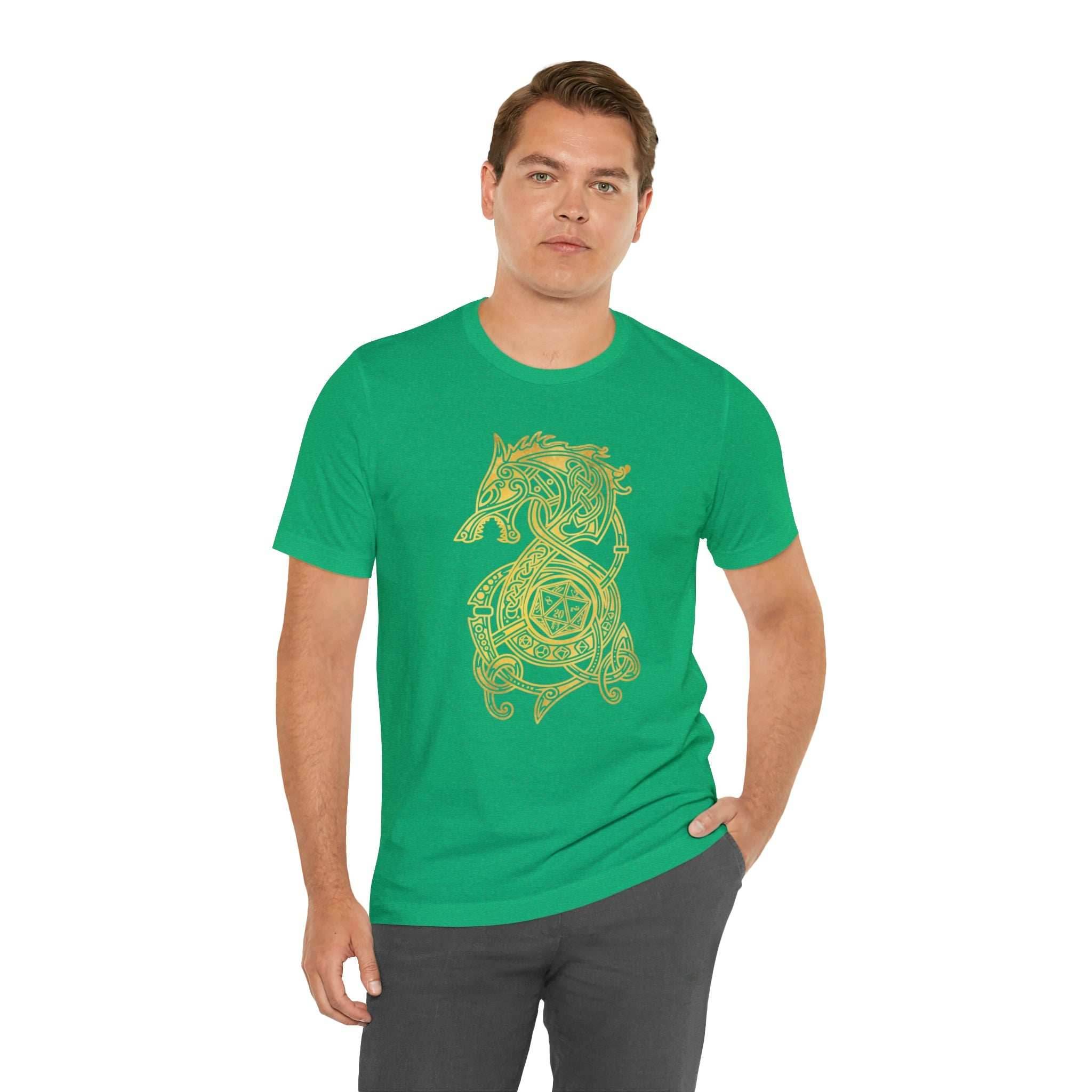 Golden Celtic Dice Dragon Shirt - Army / S