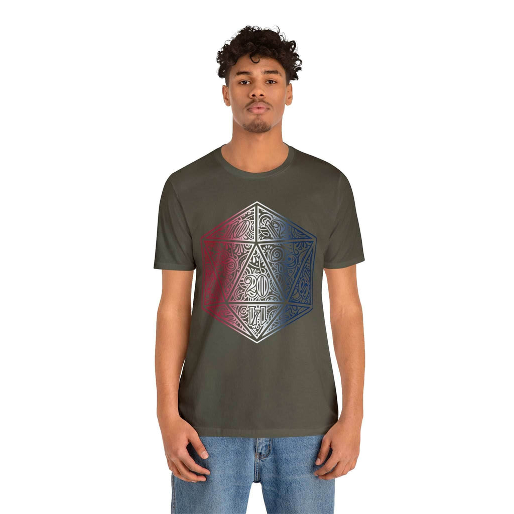 Red, White, and Blue Ombre Ornamental Dice Shirt - Army / S