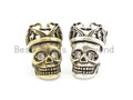 Antique Style King Crown Skull Bead, For 550 Paracord Survival Bracelet, Men's Bracelet Beads, Paracord KeyChain Beads, 24mm, 1pc, sku#Y132
