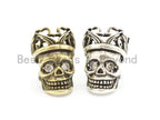 Antique Style King Crown Skull Bead, For 550 Paracord Survival Bracelet, Men's Bracelet Beads, Paracord KeyChain Beads, 24mm, 1pc, sku#Y132