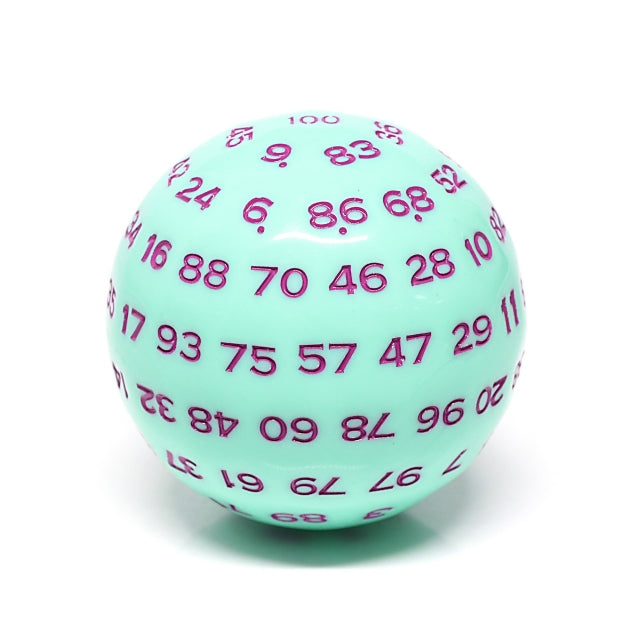 "Mint Rose" Single 100 Sided Polyhedral Dice (D100) | Mint  (45mm) Purple