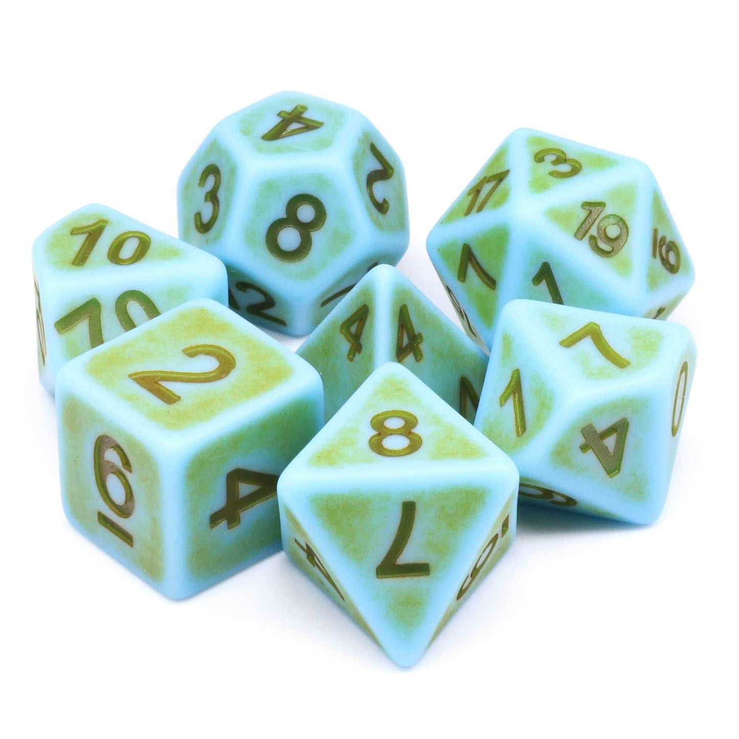 Mini-Moss Ancient 7-Dice Set Role Playing Dungeons and Dragons Dice (Green / Seafoam) - 