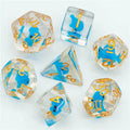 Blue Whale Dice Clear Dice w/ Blue Whales 7-Dice Set Rpg - 