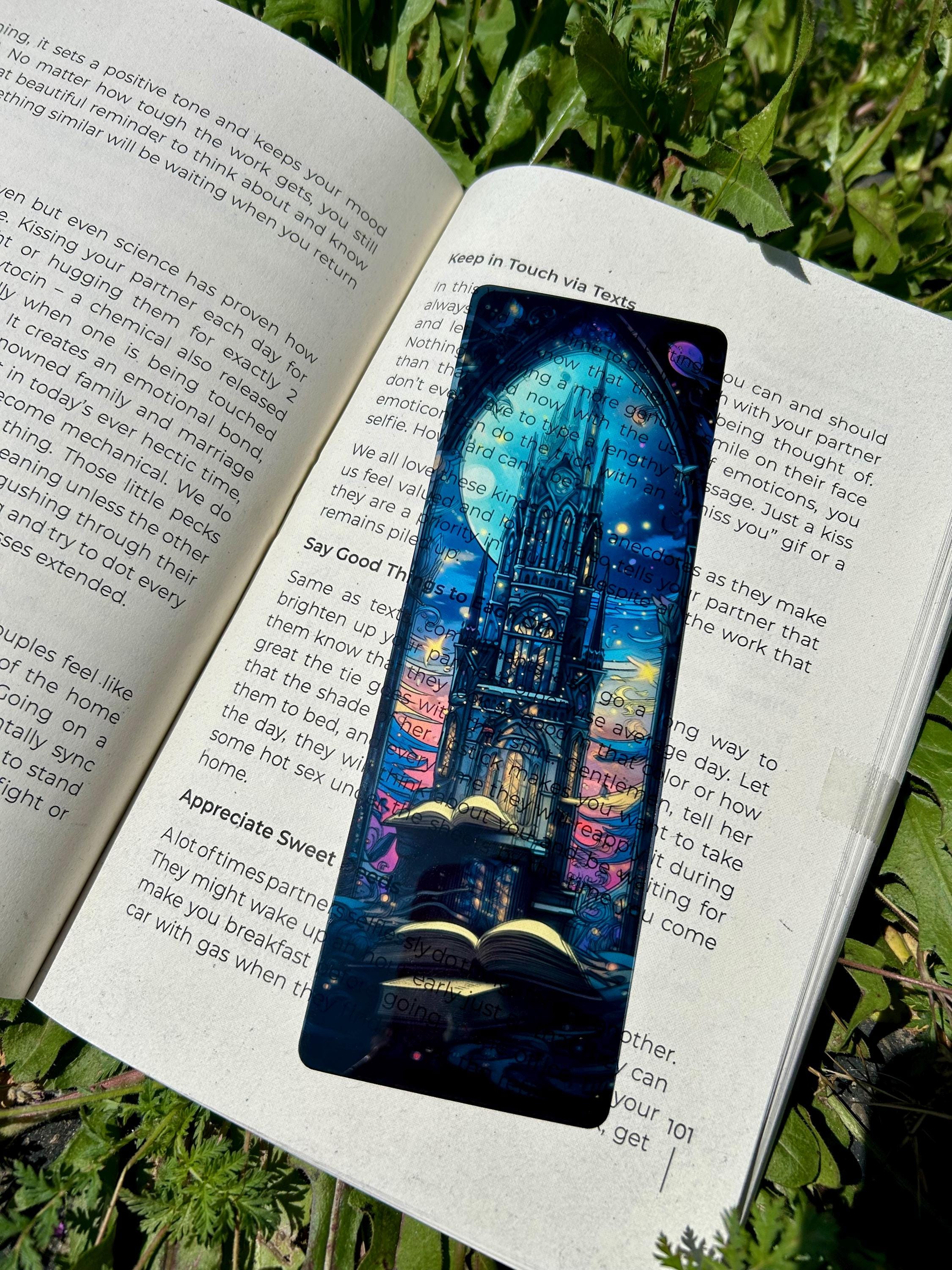 Cathedral Celestial Castle Bookmark - Fantasy Page Marker, Mystical Sky Castle Gift, Unique Book Lover Accessory, Gothic Fairytale Art