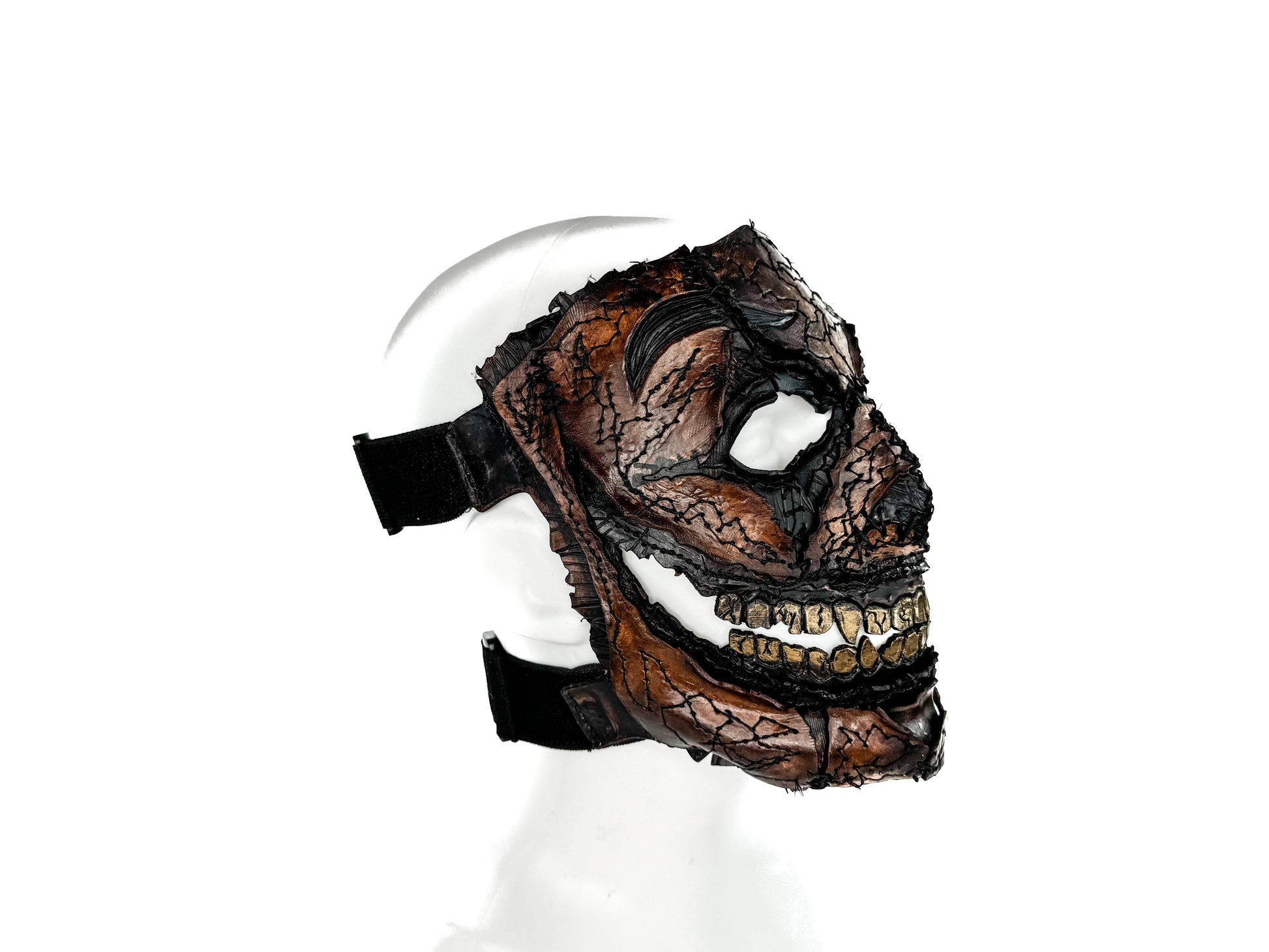 Genuine Leather Mask - GigaMyme Leatherface Edition - Handmade Mime Full Face Cover for Halloween, Performance or Cosplay Costume - 