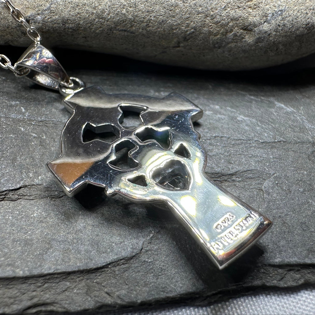 Irish Love Shamrock Claddagh Cross Necklace