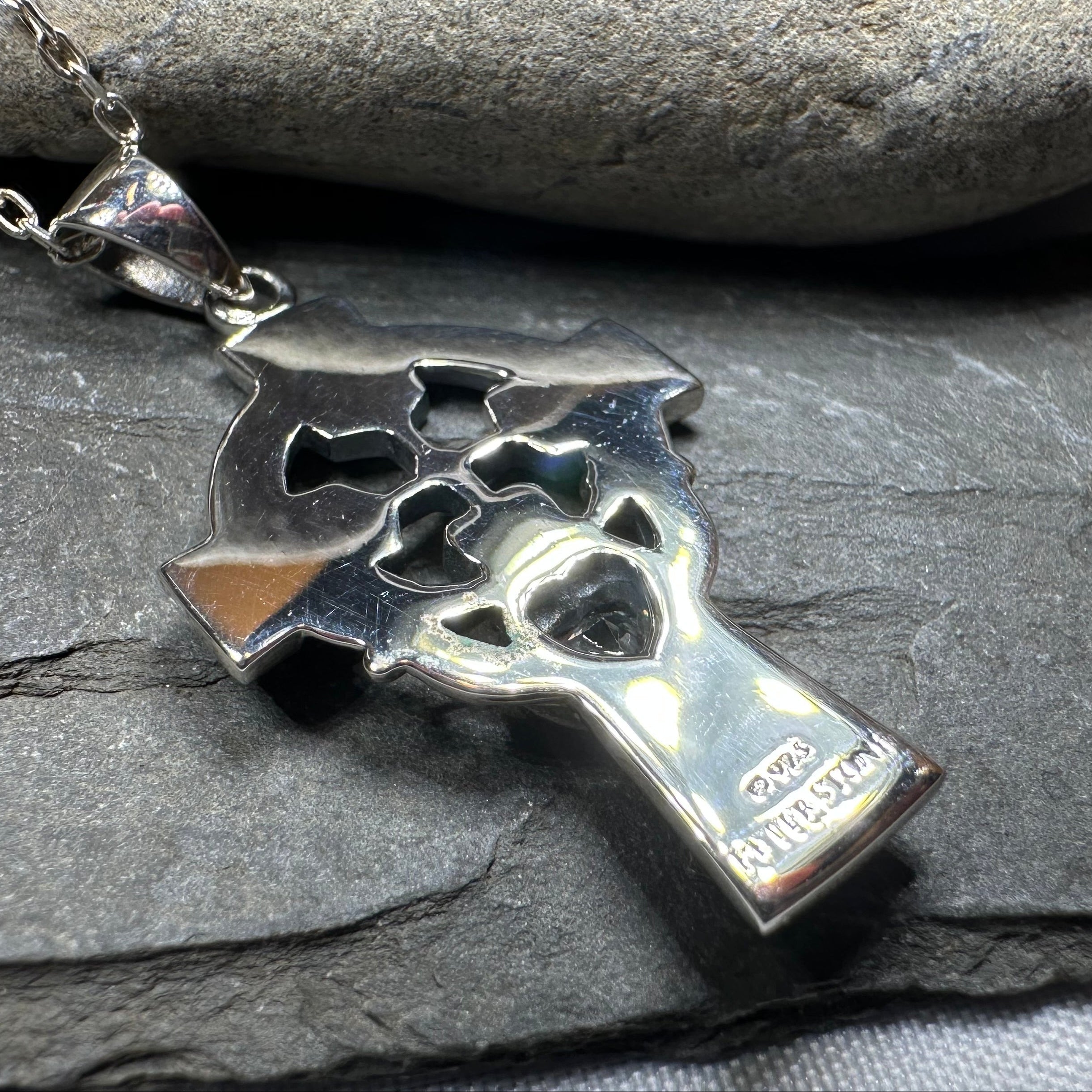 Irish Love Shamrock Claddagh Cross Necklace