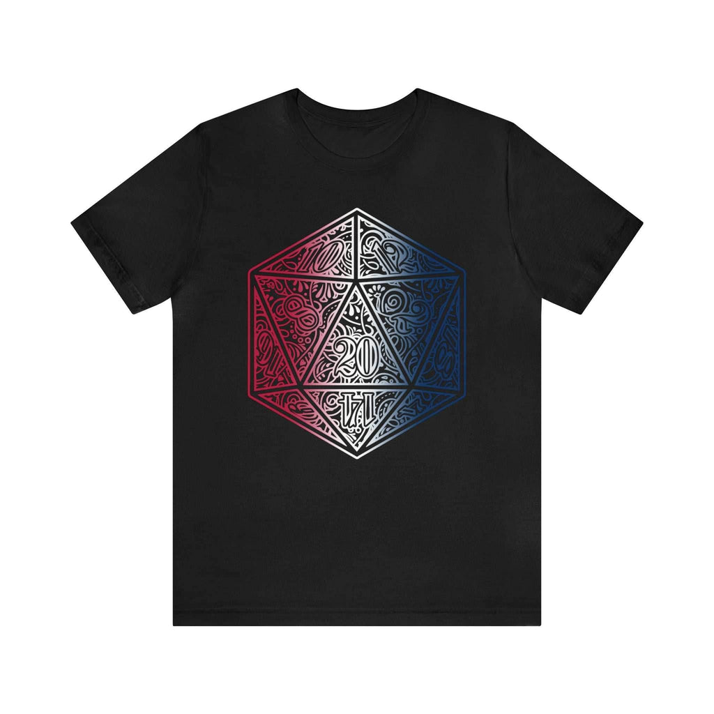 Red, White, and Blue Ombre Ornamental Dice Shirt - Black / S