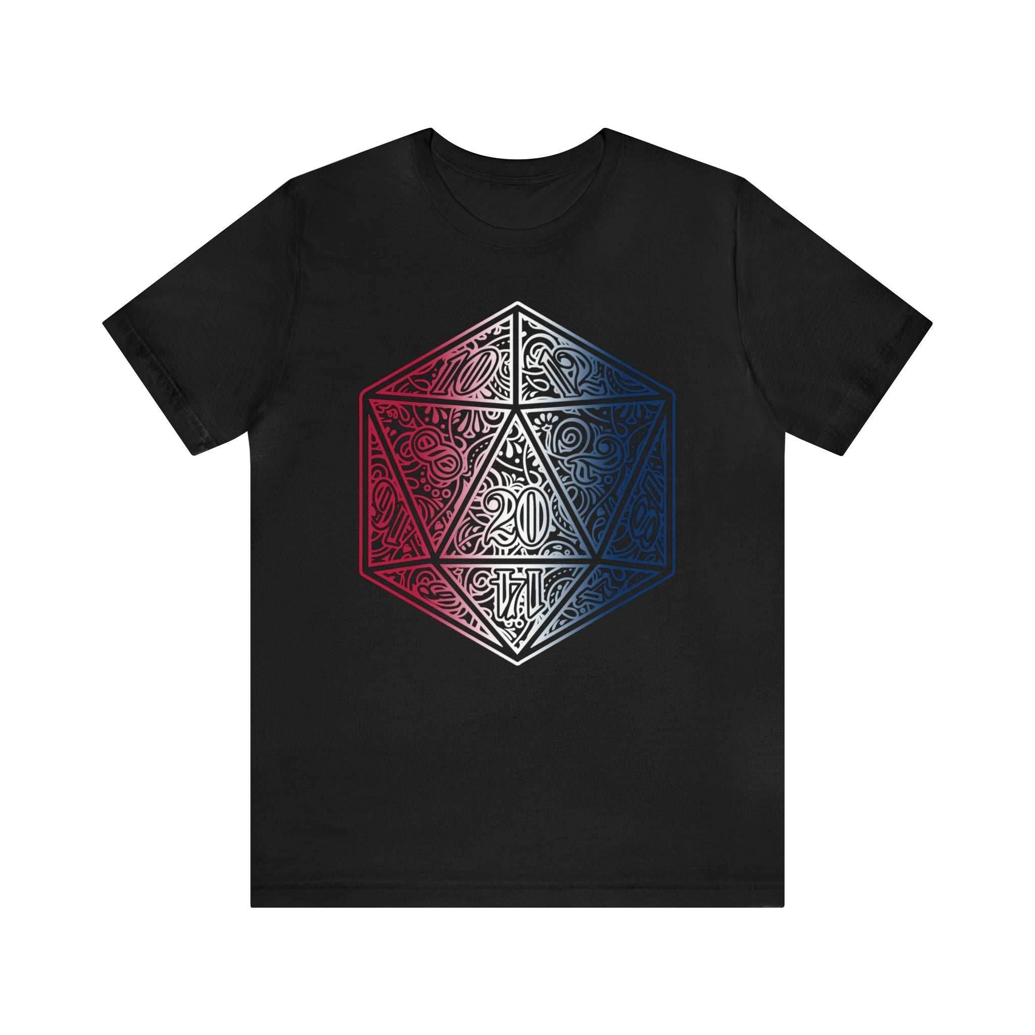 Red, White, and Blue Ombre Ornamental Dice Shirt - Black / S