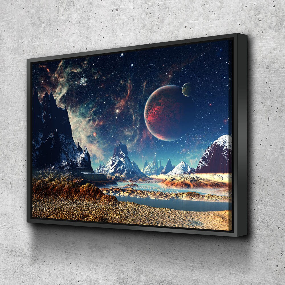 Alien Planet Canvas Wall Art, Mars, UFO Decor, Alien Decor, Extraterrestrial Art, Outer Space, ET, Sci-fi, Scifi, Sci fi, Aliens