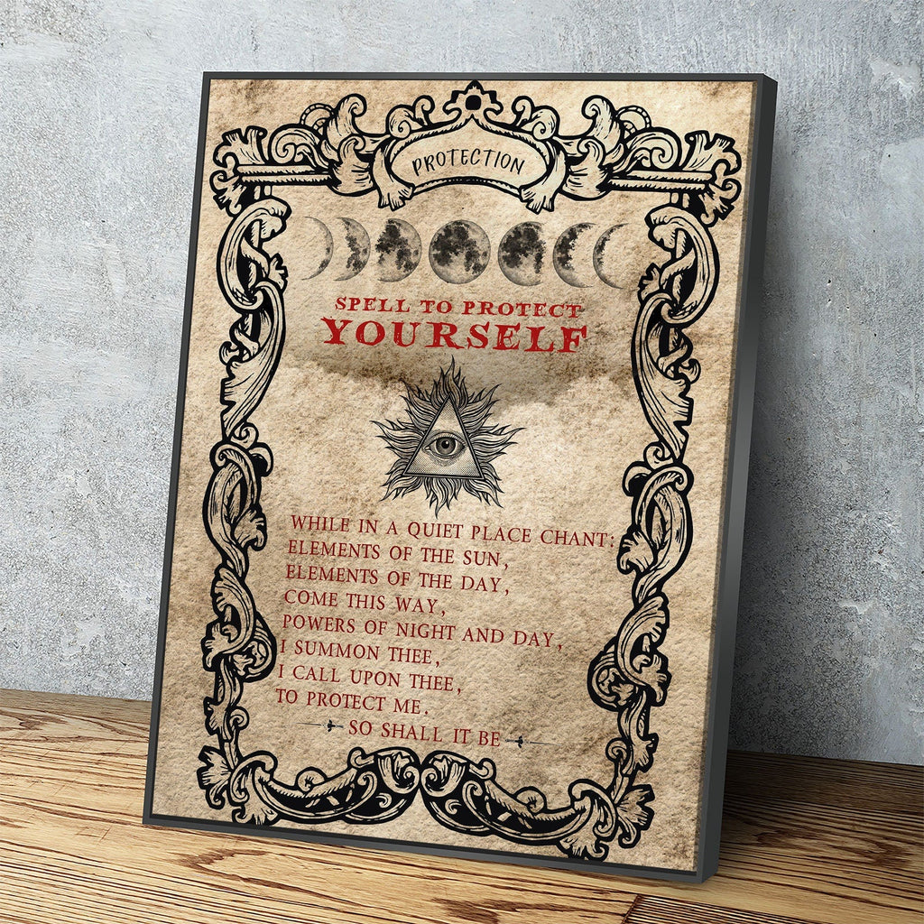 Spell To Protect Canvas Wall Art, Spell To Protect Yourself, Wiccan Decor, Banish Bad Energy, Wiccan Art, Protection Spell, Spirit Art