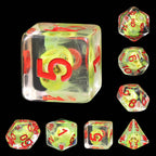 Sulfur Skull Dice Green/Red Halloween Resin 7-Dice - 