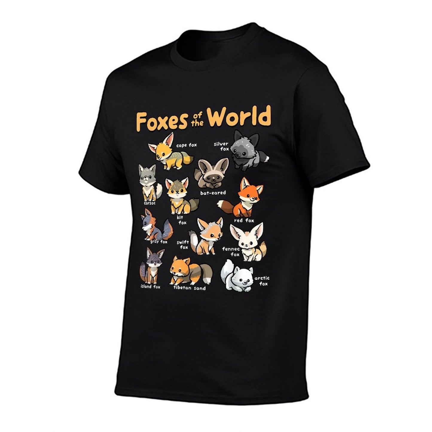 Kawaii Fox Animals of The World Educational Animal Fox Lover  Summer-ready Fabric T-Shirt