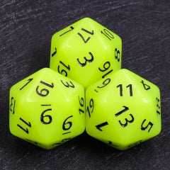 55mm Titan d20 (Glow Green) Glow in the Dark Huge d20 for DND RPG - 