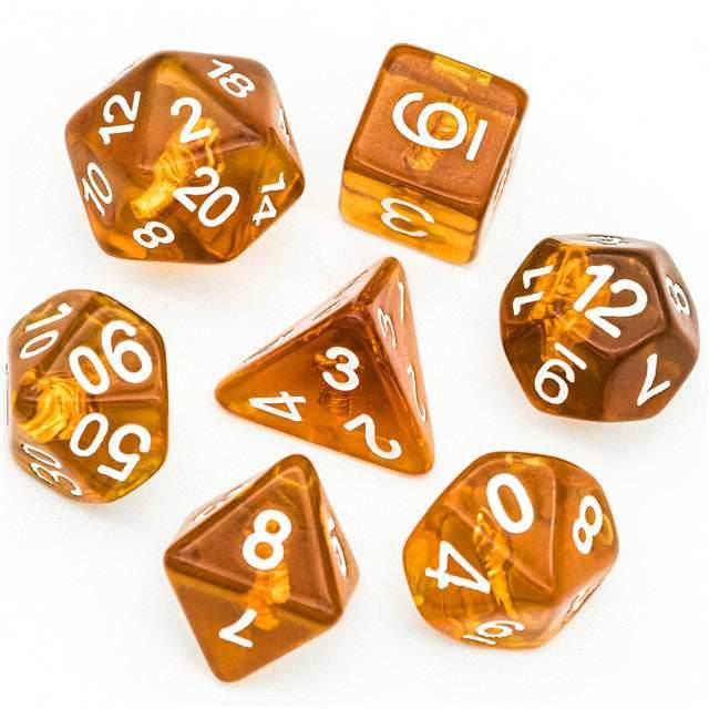 Monk (Fist) Clear Golden Dice w/ Golden Fist 7-Dice Set Rpg - 