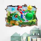 3D Wall Piercing Mario Full Staff Wall Stickers