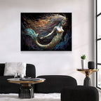 Mermaid Canvas Wall Art, Abstract Mermaid Decor, Mermaid Canvas Print, Mermaid Wall Decor, Mermaid Art, Kids Room Decor, Fantasy Art