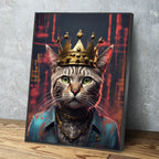 Street King Cat Canvas Wall Art, Abstract Cat Art, Street Cat Art, Cat With Crown Print, Funny Cat Print