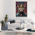 Street King Cat Canvas Wall Art, Abstract Cat Art, Street Cat Art, Cat With Crown Print, Funny Cat Print
