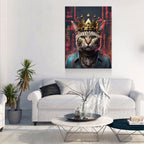 Street King Cat Canvas Wall Art, Abstract Cat Art, Street Cat Art, Cat With Crown Print, Funny Cat Print