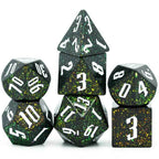 80's Monster Glitter DND Dice (Black,Green,Orange) 7-Dice Dungeons and Dragons Dice - 
