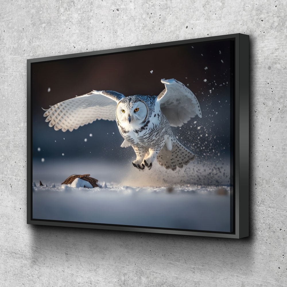 Snowy Owl Flying Canvas Wall Art, Snowy Owl Soaring, Snowy Owl Decor, Polar Owl Print, White Owl, Arctic Owl