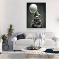 Scary Clown With Balloon Canvas Wall Art, Scary Decor, Clown with Red Nose, Halloween Decor, Gothic Print, Clown Print, Haunted House Decor