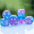 Purple Blue Two Tone 7-Dice Dnd Dice | Glitter w/White Numbers Set - 