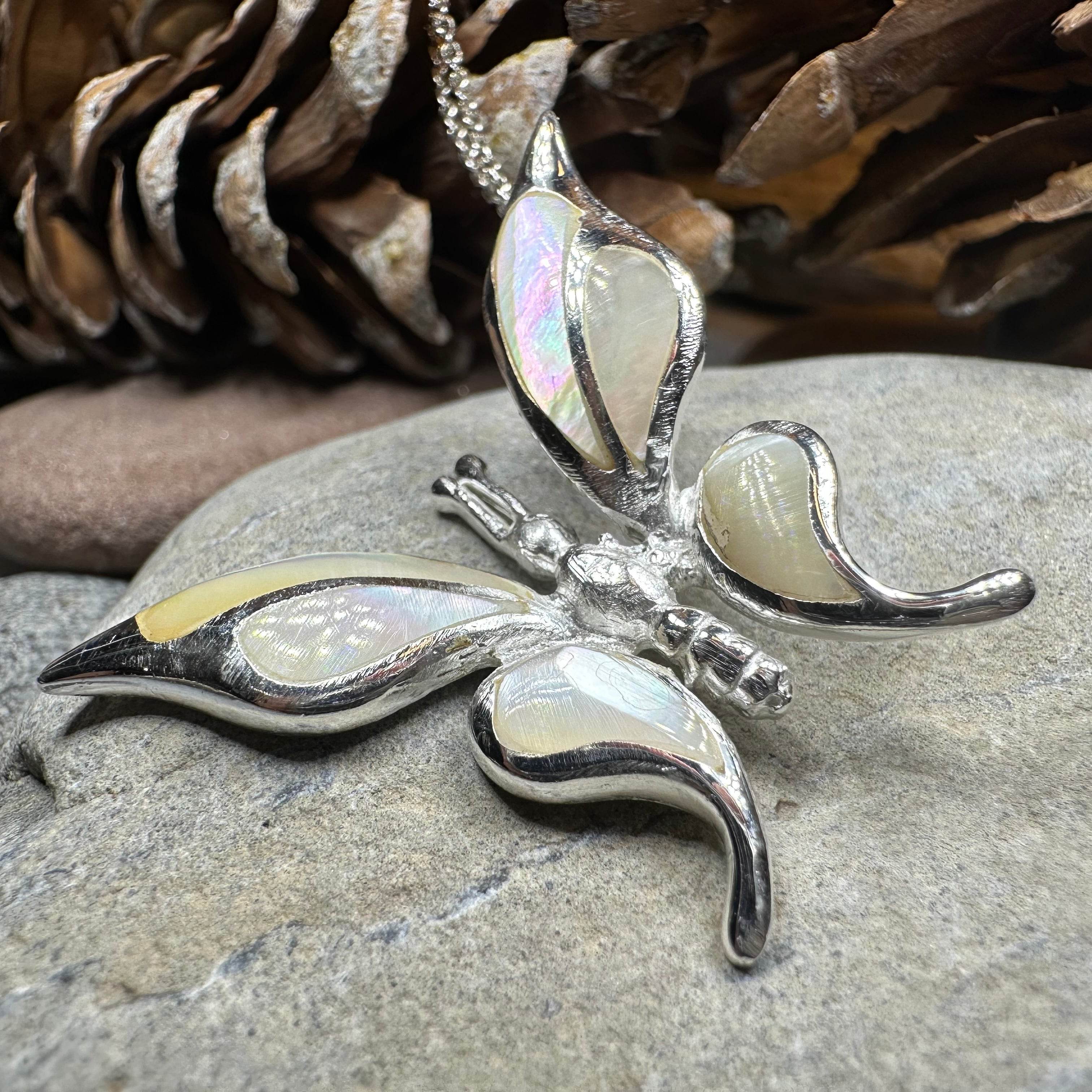 Brooke Butterfly Necklace - mother of pearl