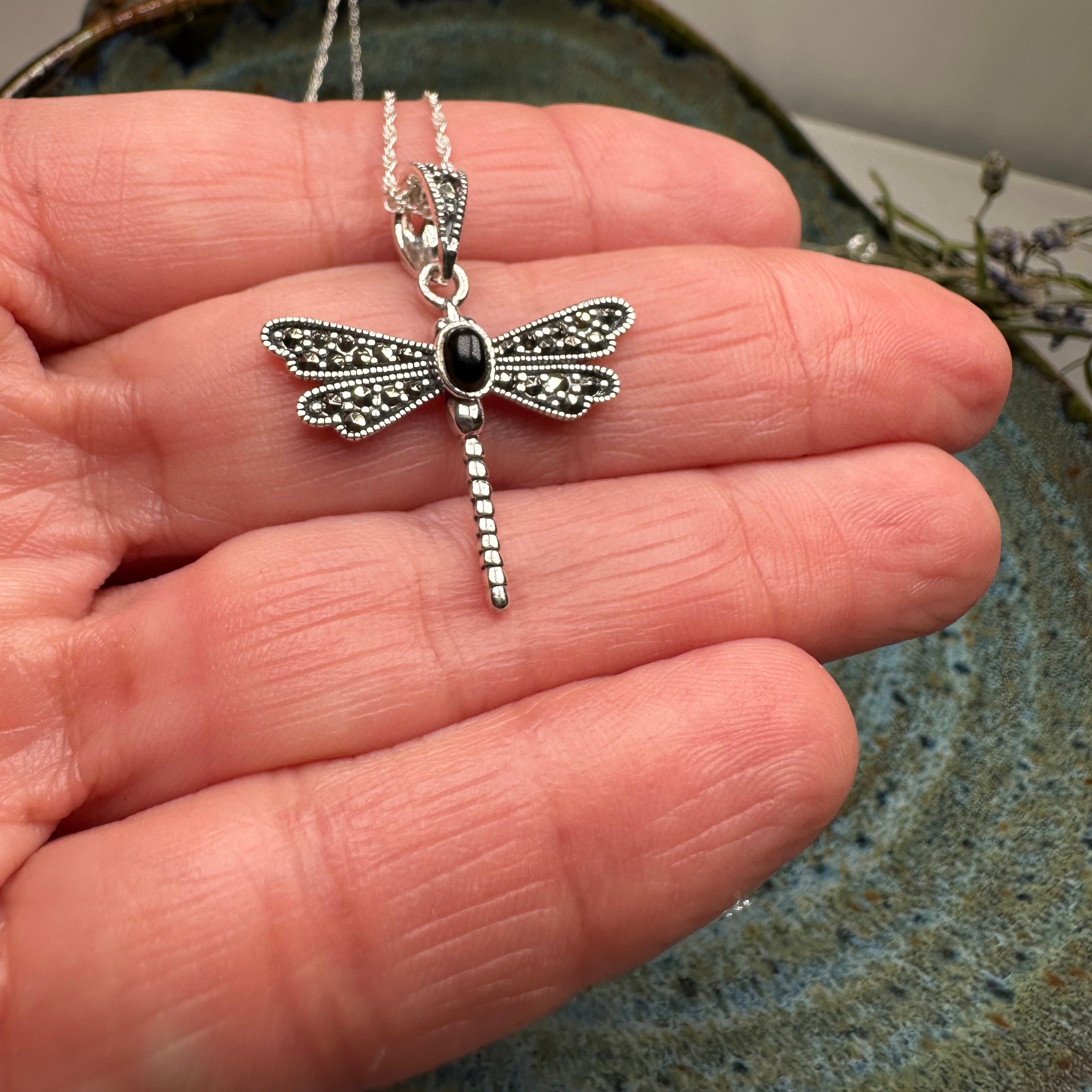 Triple Spiral Dragonfly Necklace