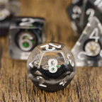 Compass Dice 7-Dice Set Clear w/ Moving Compass Inside Glitter Base Dnd - 